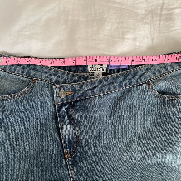 Future Collective Kahlana Barfield Brown Women's Blue Jean Mini Skirt - Picture 4 of 5